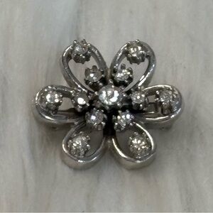 Coro Vintage Silver-Tone Mini Floral Crystal Brooch